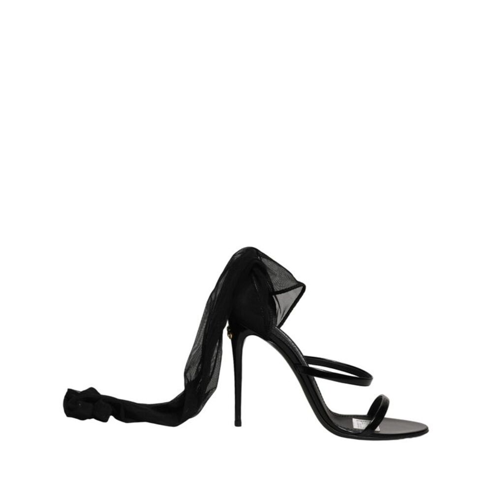 Dolce & Gabbana Stiletto Sandals Socks Knee High Boots Women's Black